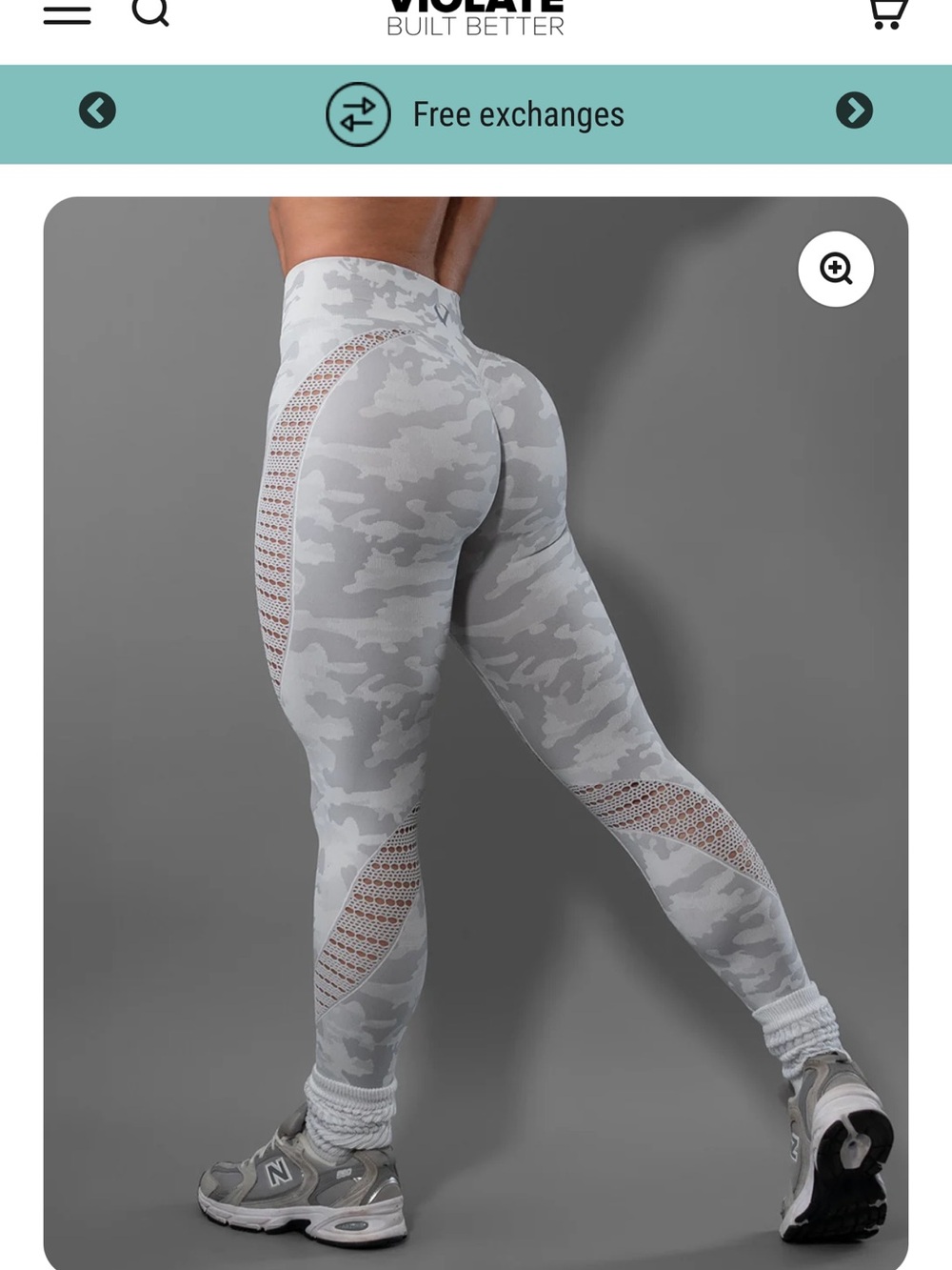 VIOLATE Light Gray Camo High-Waist Sculpting Leggings
